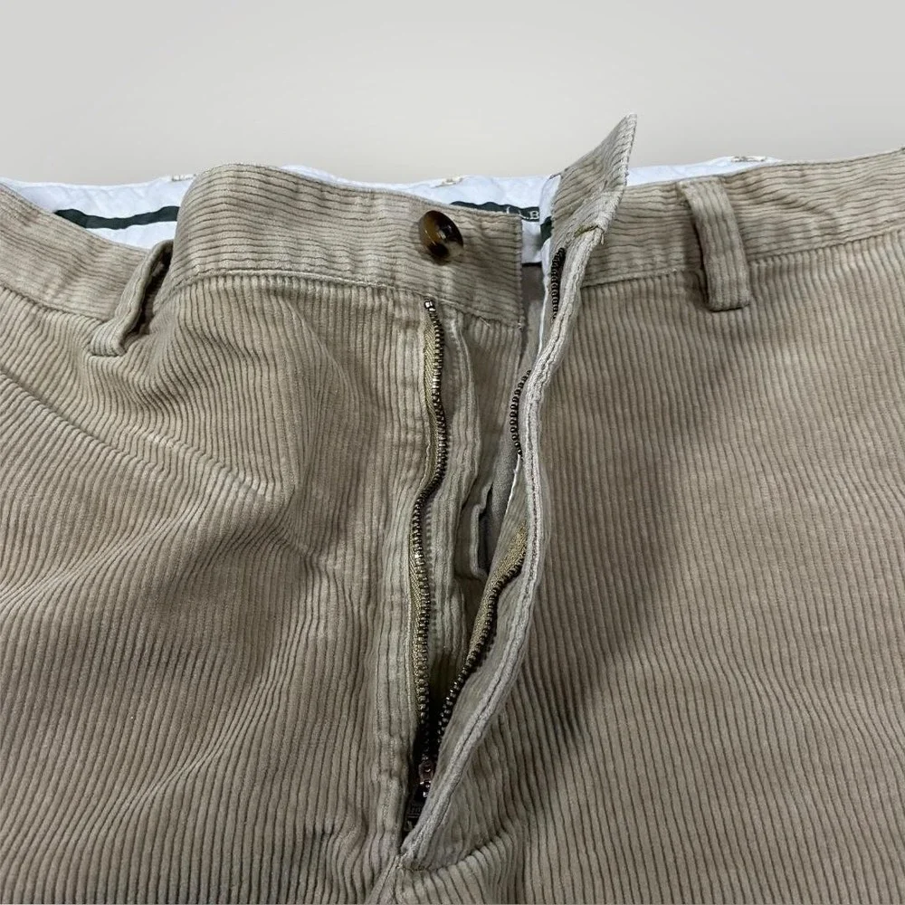 L.L.Bean Corduroy Pants Mens 36x29 Khaki Beige Classic Fit Stretch Zip Fly Chino